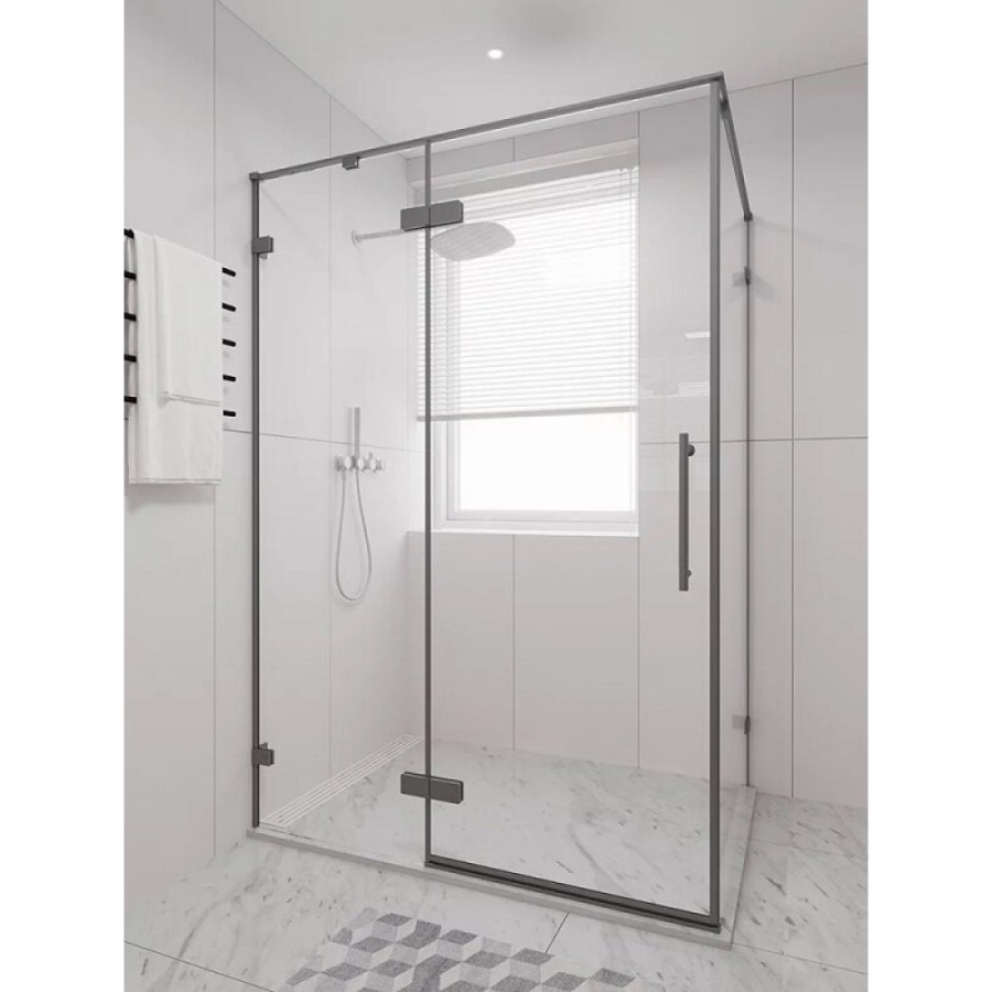 Душевой уголок Veconi Premium Alassio SP GR, AL-SP-140100-00-GR-C4, 140 x 100 см, стекло прозрачное осветленное, профиль брашированный графит