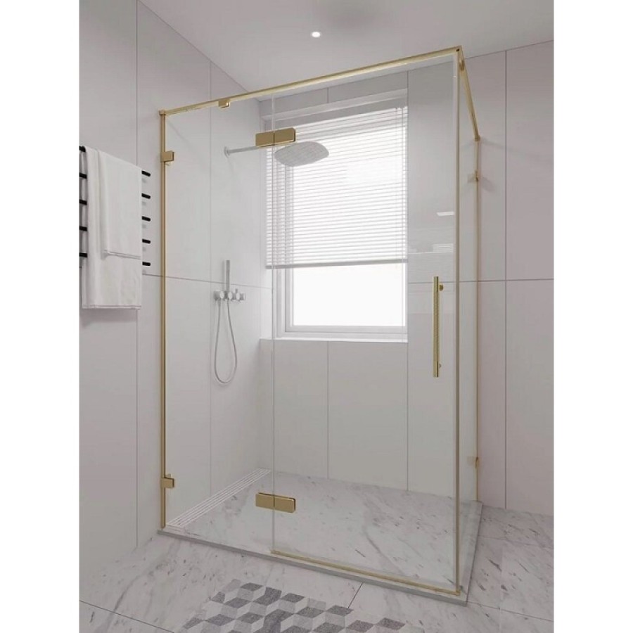 Душевой уголок Veconi Premium Alassio SP G, AL-SP-14080-00-G-C4, 140 x 80 см, стекло прозрачное осветленное, профиль брашированное золото