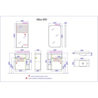 Тумба под раковину Aqwella Alba ALB0106RLS+ALB0706WM, 60 см, подвесная, светлый камень/белый матовый, чаша раковины справа