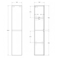 Пенал Belbagno Albano-1600-2A-SC-CVG-P, 32 см, подвесной, серый