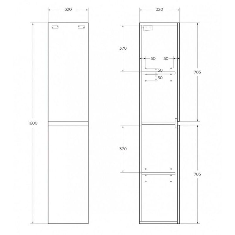 Пенал Belbagno Albano-1600-2A-SC-CVG-P, 32 см, подвесной, серый