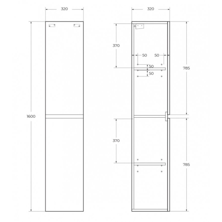 Пенал Belbagno Albano-1600-2A-SC-CVG-P, 32 см, подвесной, серый