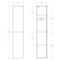 Пенал BelBagno Albano-1600-2A-SC-RVB-P, 32 см, подвесной, серый