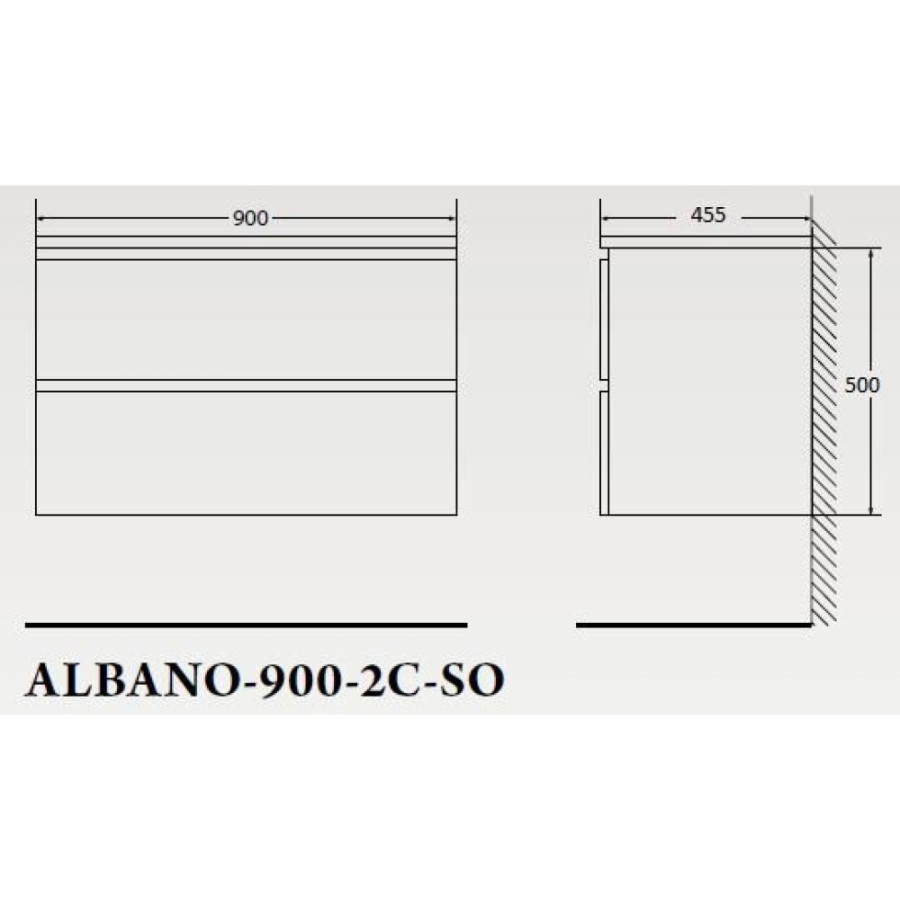 Тумба под раковину BelBagno Albano-900 ALBANO-900-2C-SO-RVB искусственный камень, серый