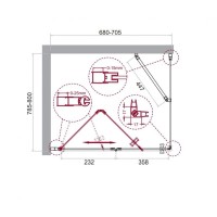 Душевой уголок BelBagno Albano, 70 х 80 х 195 см, стекло прозрачное, профиль хром, ALBANO-ASH-1-70/80-C-Cr