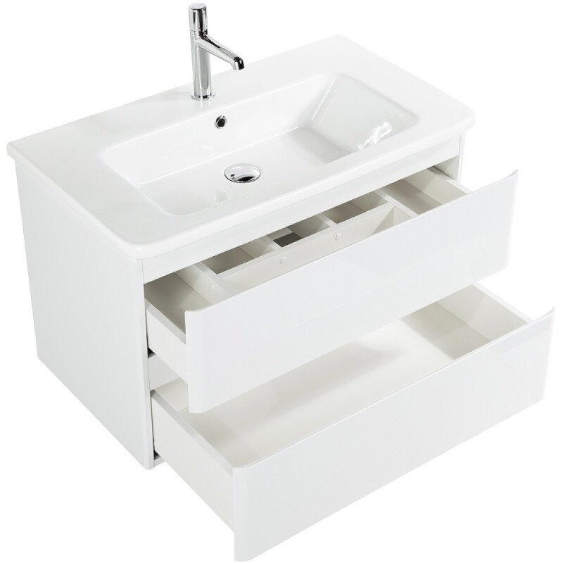 Тумба под раковину BelBagno Albano-Cer 80, подвесная, цвет Bianco Lucido, Albano-Cer-800-2C-SO-BL