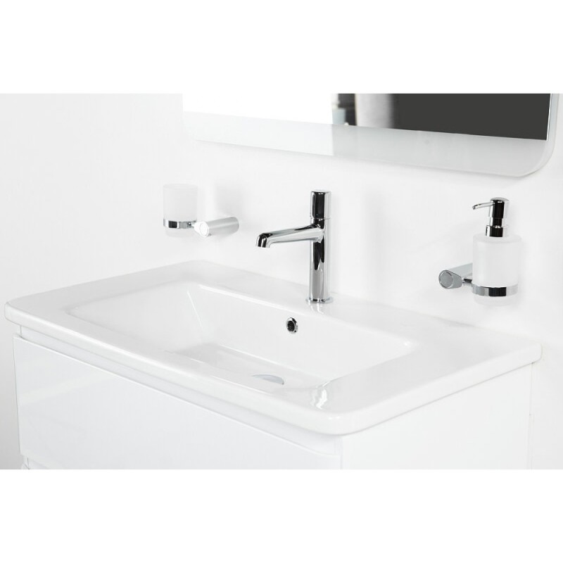 Тумба под раковину BelBagno Albano-Cer 80, подвесная, цвет Bianco Lucido, Albano-Cer-800-2C-SO-BL