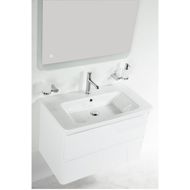 Тумба под раковину BelBagno Albano-Cer 80, подвесная, цвет Bianco Lucido, Albano-Cer-800-2C-SO-BL