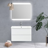 Тумба под раковину BelBagno Albano-Cer 80, подвесная, цвет Bianco Lucido, Albano-Cer-800-2C-SO-BL