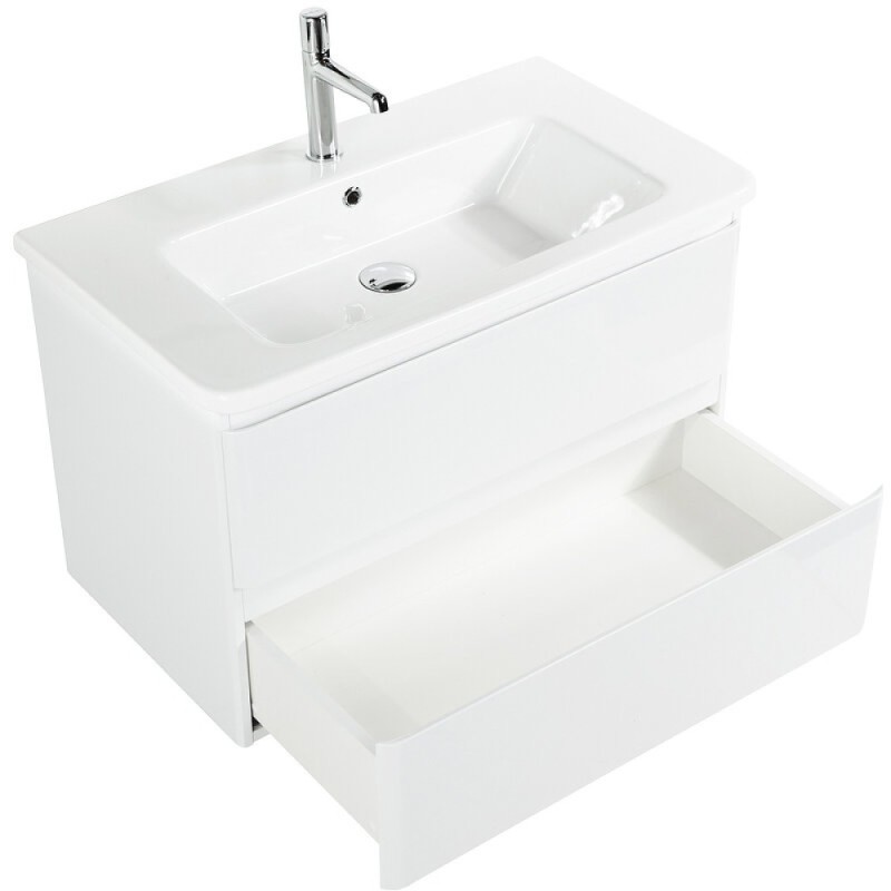 Тумба под раковину BelBagno Albano-Cer 80, подвесная, цвет Bianco Lucido, Albano-Cer-800-2C-SO-BL