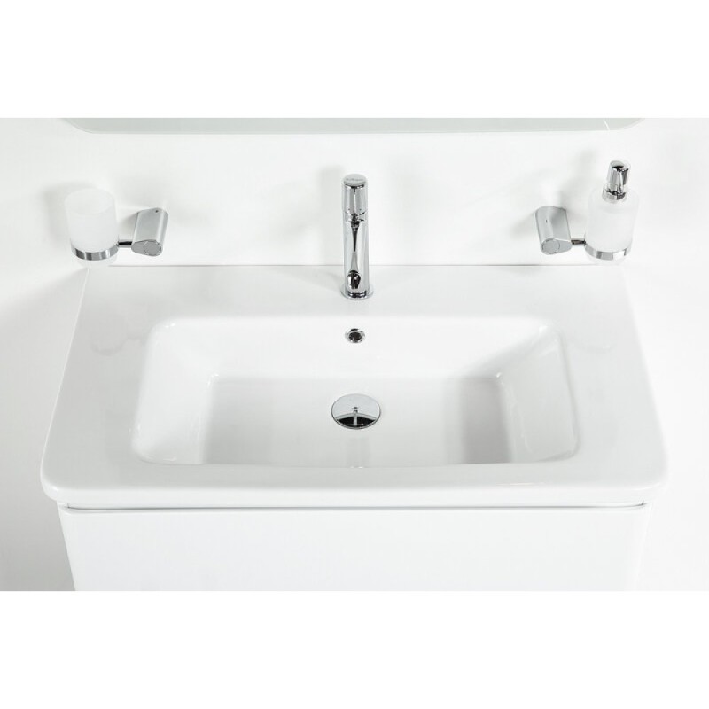 Тумба под раковину BelBagno Albano-Cer 80, подвесная, цвет Bianco Lucido, Albano-Cer-800-2C-SO-BL