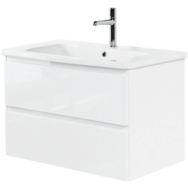 Тумба под раковину BelBagno Albano-Cer 80, подвесная, цвет Bianco Lucido, Albano-Cer-800-2C-SO-BL