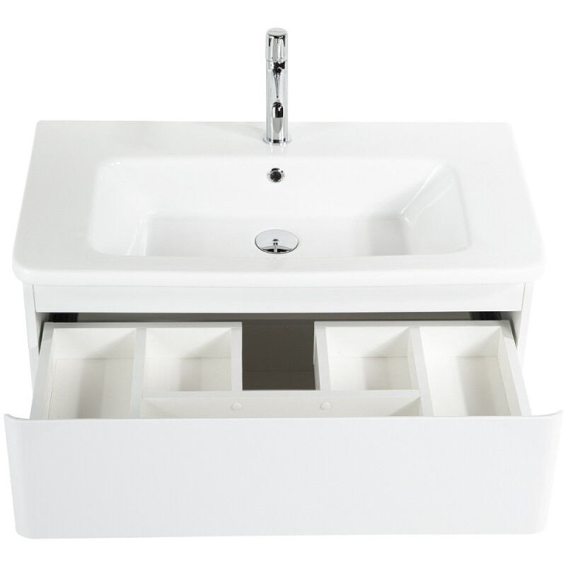 Тумба под раковину BelBagno Albano-Cer 80, подвесная, цвет Bianco Lucido, Albano-Cer-800-2C-SO-BL