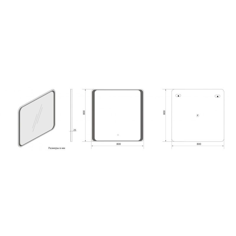 Зеркало с подсветкой ART&MAX ELEGANT AM-Ele-800-800-DS-F Зеркало с подсветкой ART&MAX ELEGANT AM-Ele-800-800-DS-F