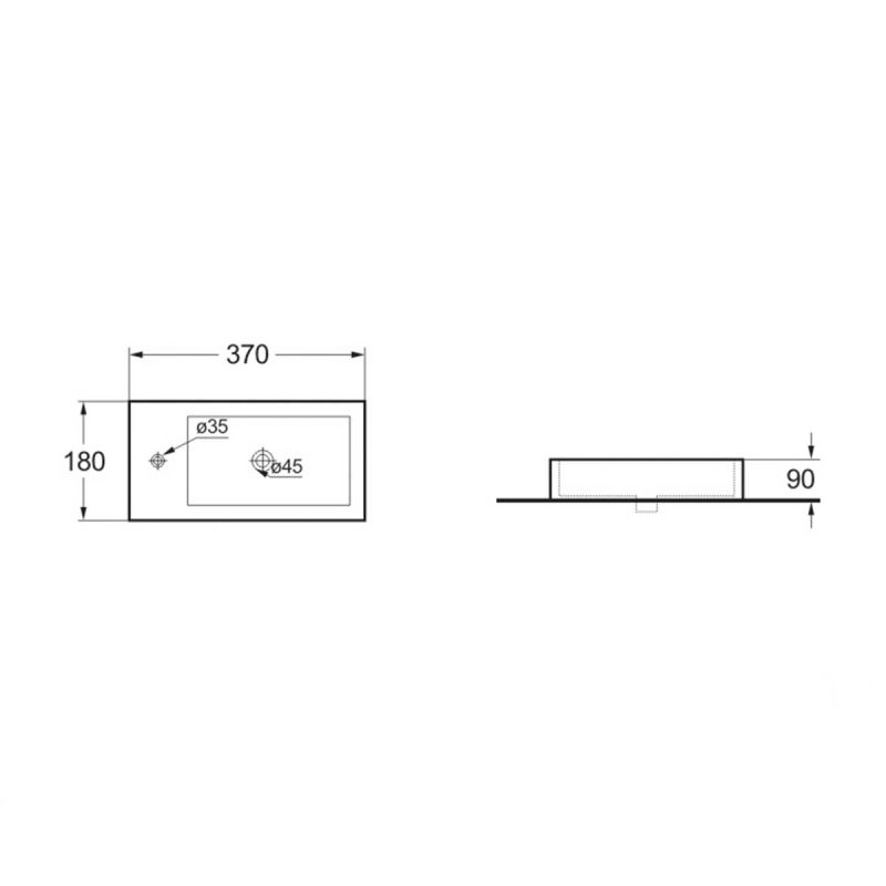 Раковина керамическая Vincea VBS-133L, подвесная, цвет белый, левая