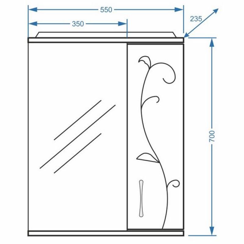 Зеркало со шкафом Stella Polar Фантазия 55/C SP-00000224 55 см с подсветкой, белый