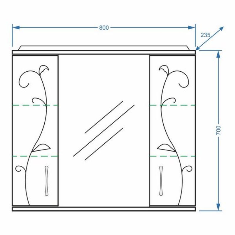 Зеркало со шкафом Stella Polar Фантазия 80/C SP-00000226 80 см с подсветкой, белый