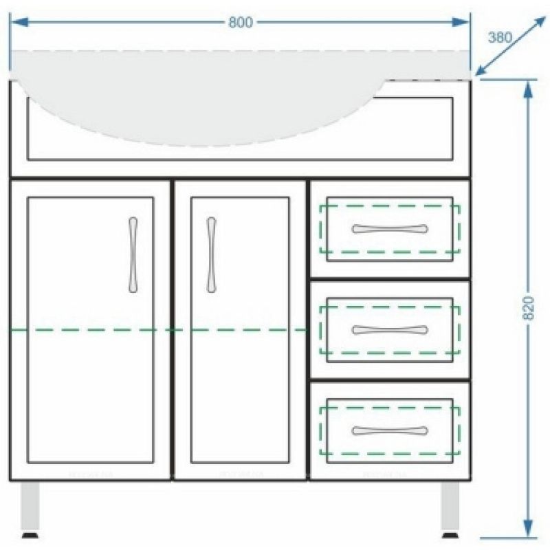 Тумба под раковину Stella Polar Концепт 80 R SP-00000130 Белая