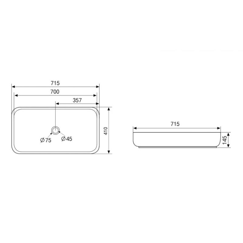 Раковина накладная ABBER Rechteck AC2210MG серая матовая