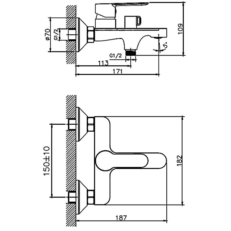 Смеситель для ванны Haiba HB60557-8, белый