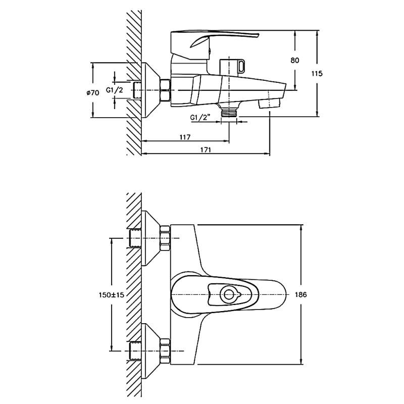 Смеситель для ванны Haiba HB6065, хром