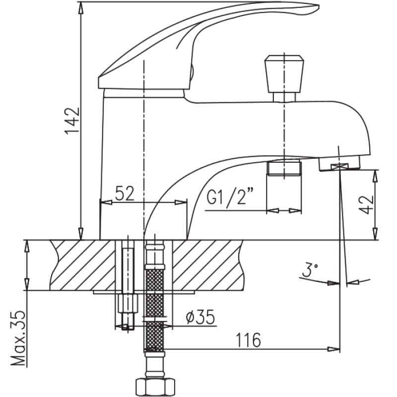 Смеситель на борт ванны Haiba HB1221, хром