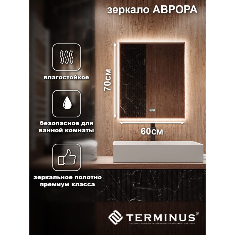 Зеркало с LED подсветкой Terminus Аврора_700*600