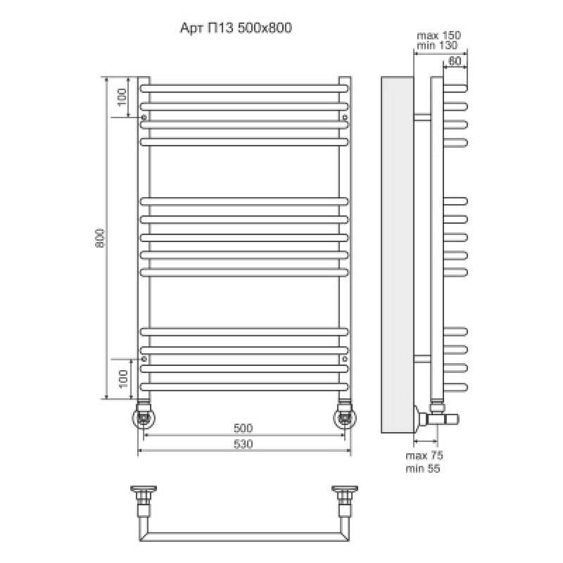 Полотенцесушитель водяной Terminus Арт П13 500х800