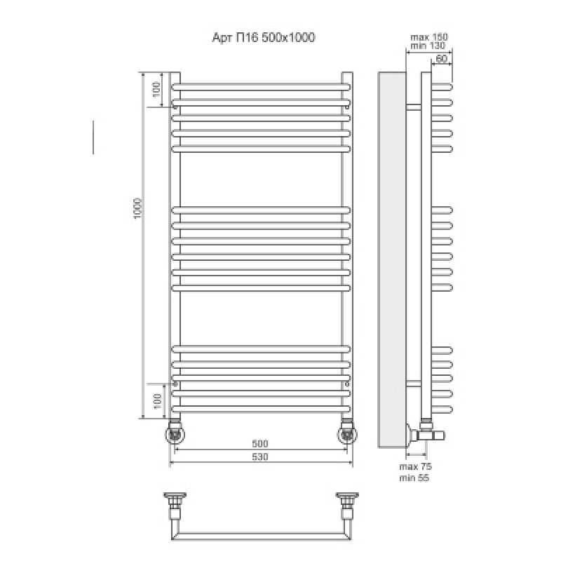 Полотенцесушитель водяной Terminus Арт П16 0 500х100