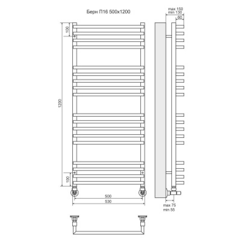 Полотенцесушитель водяной Terminus Берн П18 0 500х120