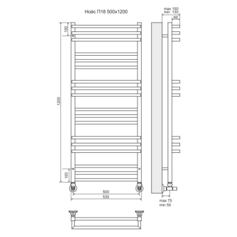 Полотенцесушитель водяной Terminus Нойс П18 0 500х120
