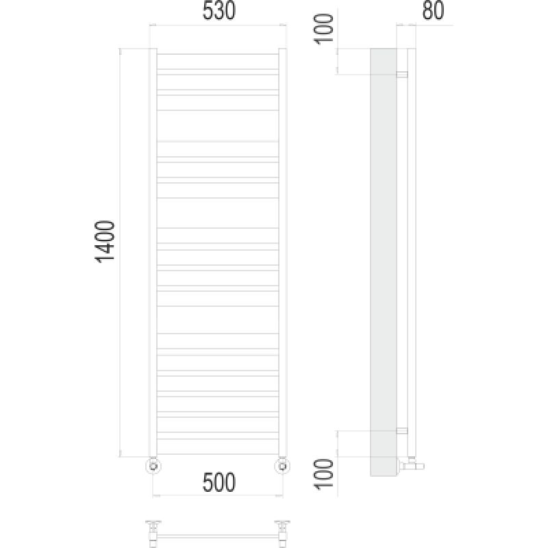Полотенцесушитель водяной Terminus Латтэ П16 0 500х140