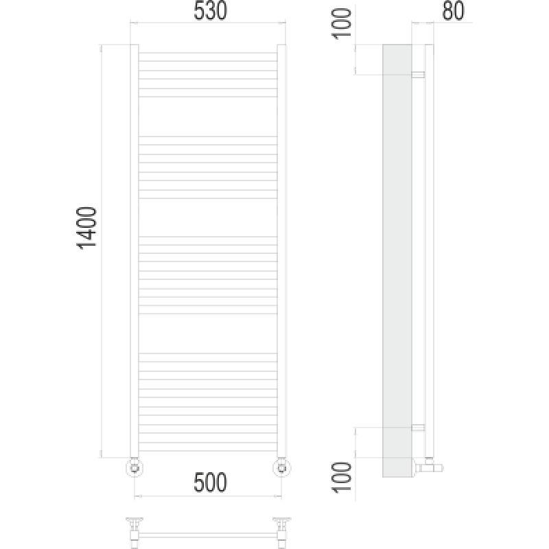 Полотенцесушитель водяной Terminus Грета П18 0 500х140