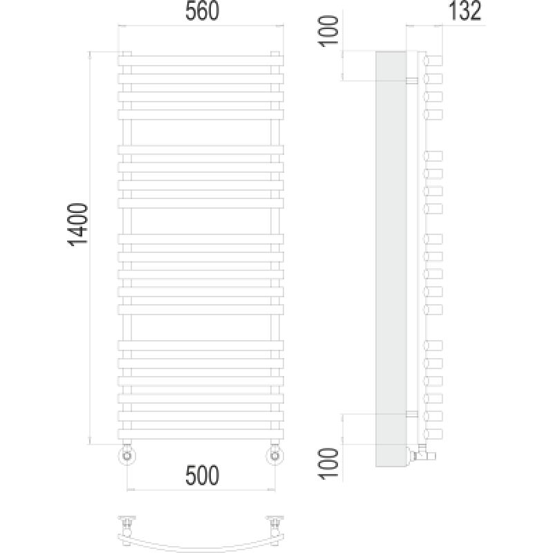 Полотенцесушитель водяной Terminus Капри П19 0 500х140