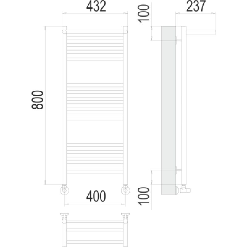 Полотенцесушитель водяной Terminus Аврора П16 400*800, c полкой