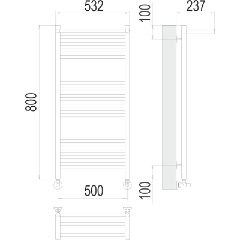 Полотенцесушитель водяной Terminus Аврора П16 500*800, c полкой