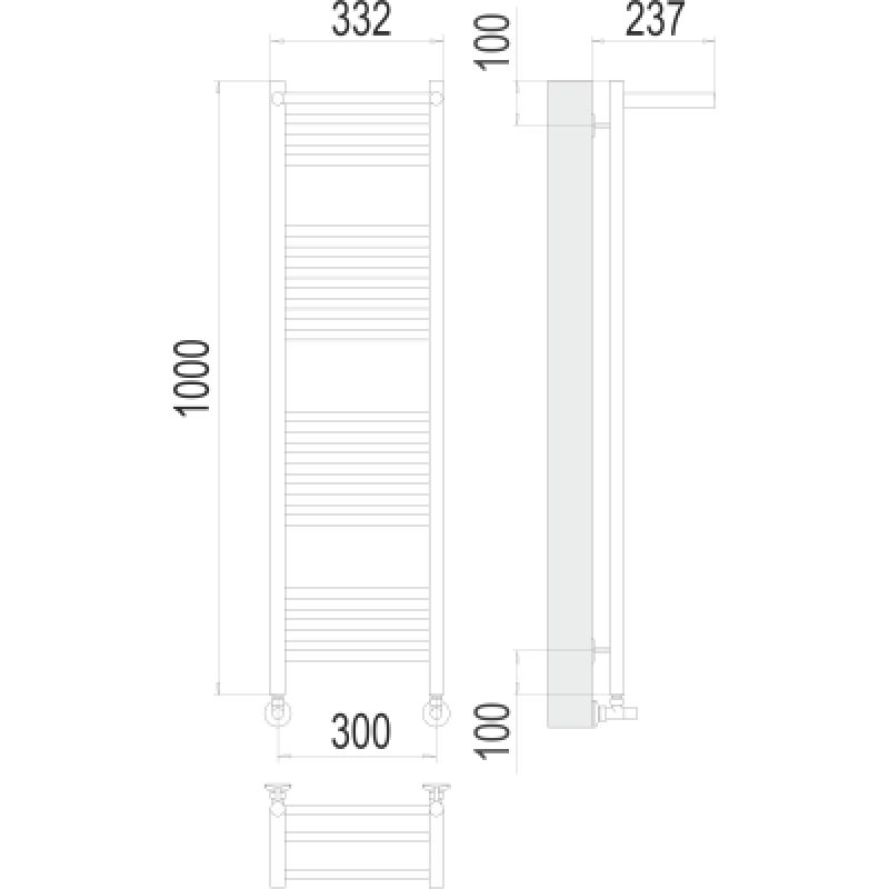 Полотенцесушитель водяной Terminus Аврора П20 300*1000 c полкой