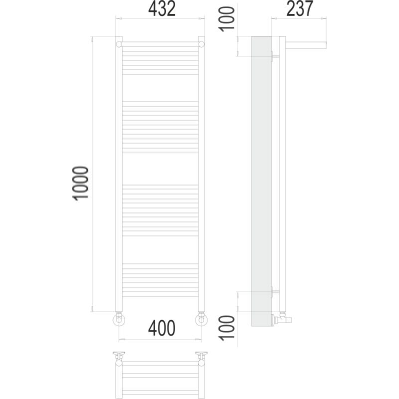 Полотенцесушитель водяной Terminus Аврора П20 400*1000, c полкой