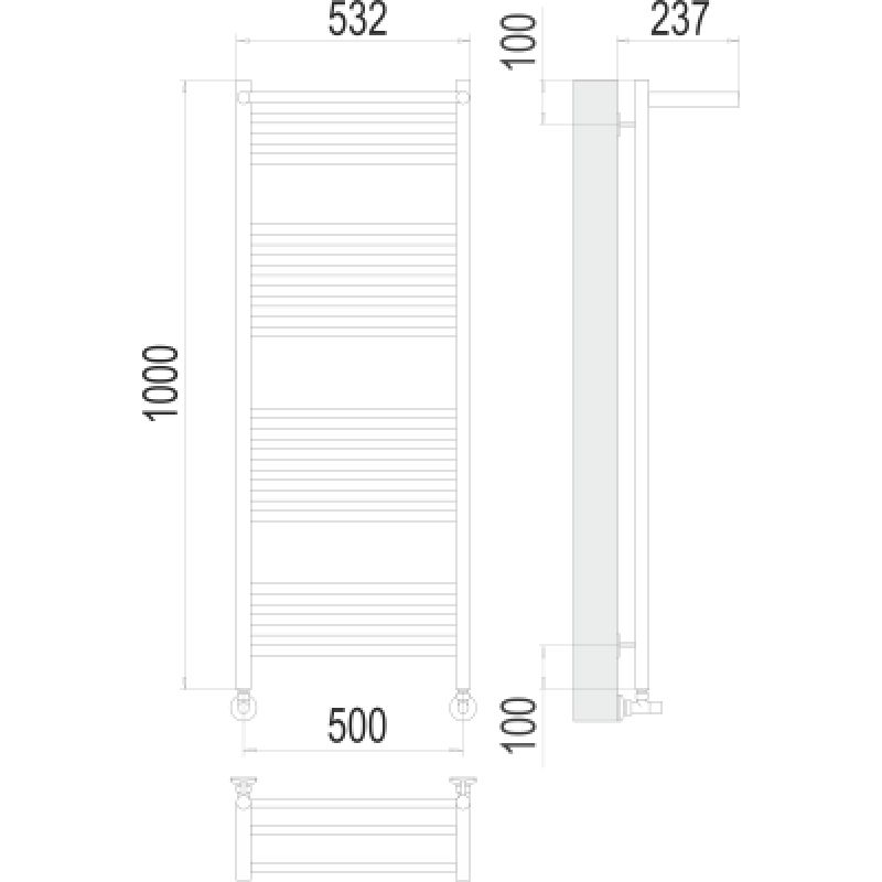 Полотенцесушитель водяной Terminus Аврора П20 500*1000 c полкой