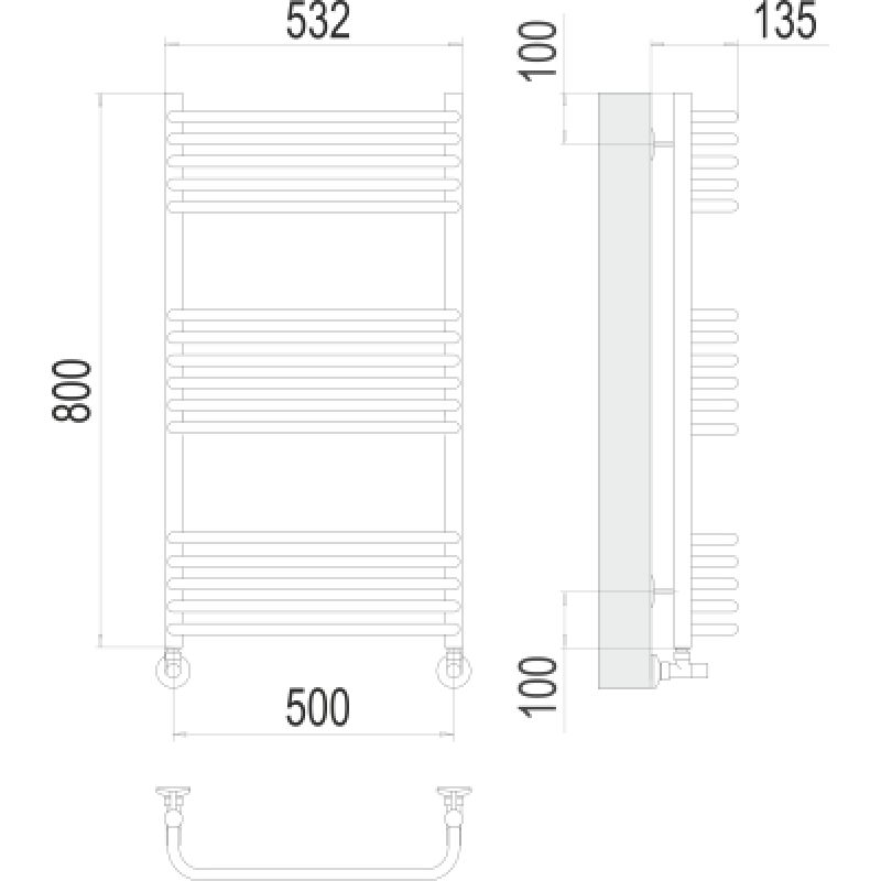 Полотенцесушитель водяной Terminus Стандарт П16 500*800
