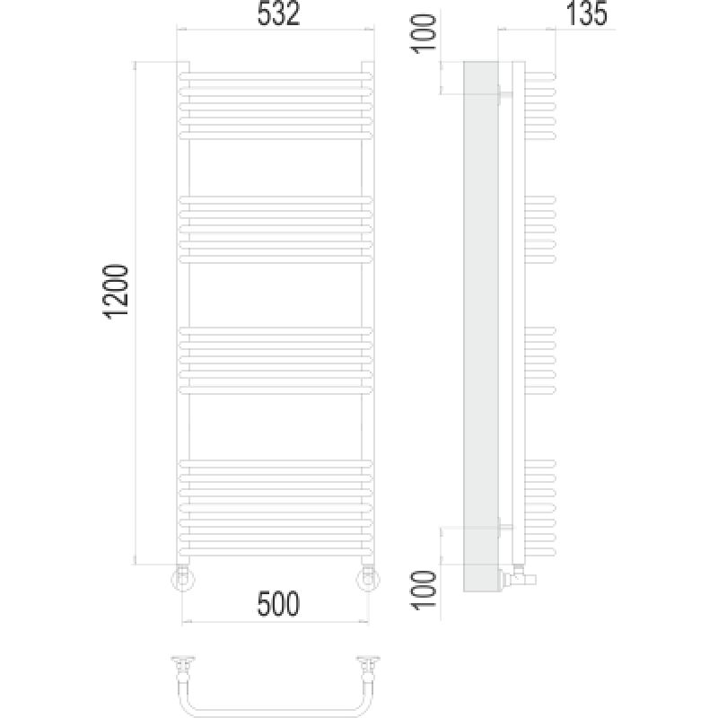 Полотенцесушитель водяной Terminus Стандарт П22 500*1200
