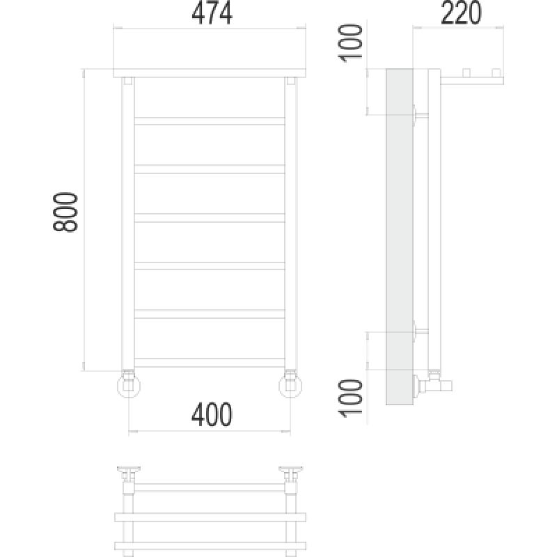 Полотенцесушитель водяной Terminus Контур П7 400*800 с полкой