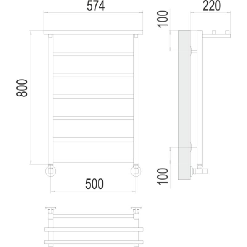 Полотенцесушитель водяной Terminus Контур П7 500*800 с полкой