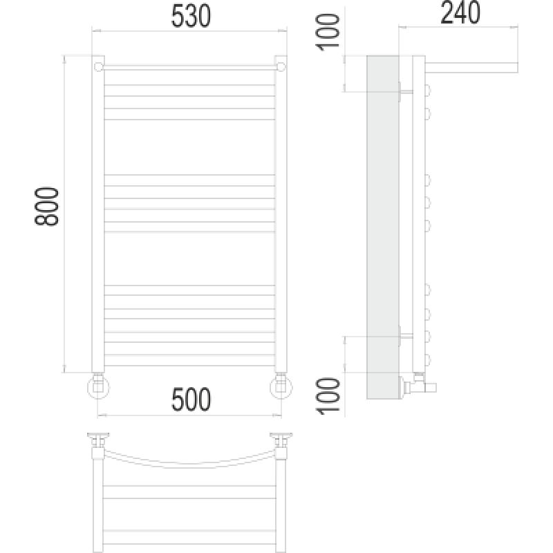 Полотенцесушитель водяной Terminus Енисей П10 500*800 с полкой