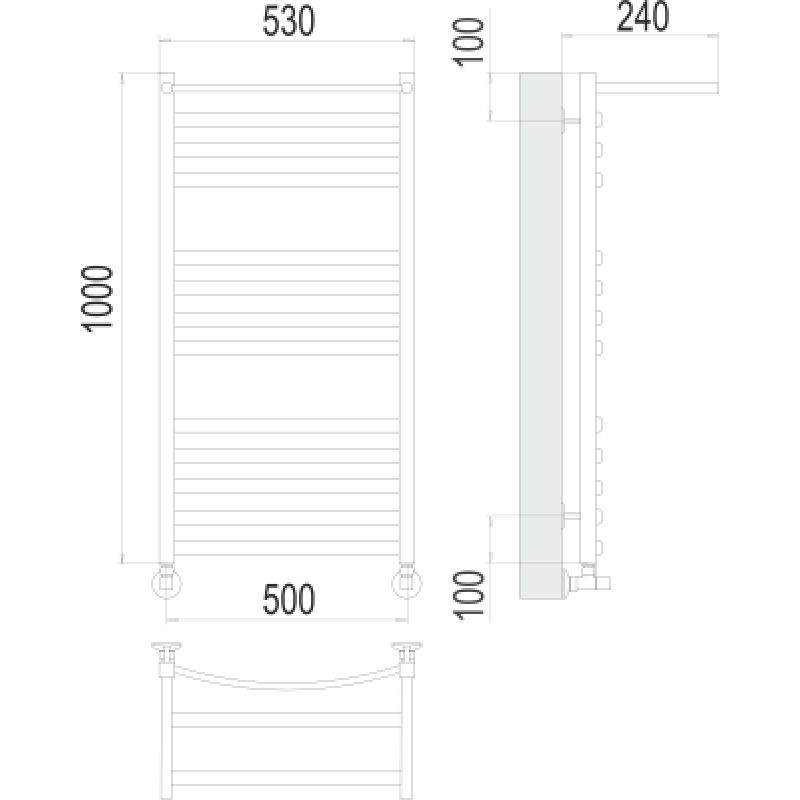 Полотенцесушитель водяной Terminus Енисей П13 500*1000 с полкой