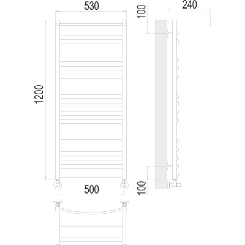 Полотенцесушитель водяной Terminus Енисей П15 500*1200 с полкой