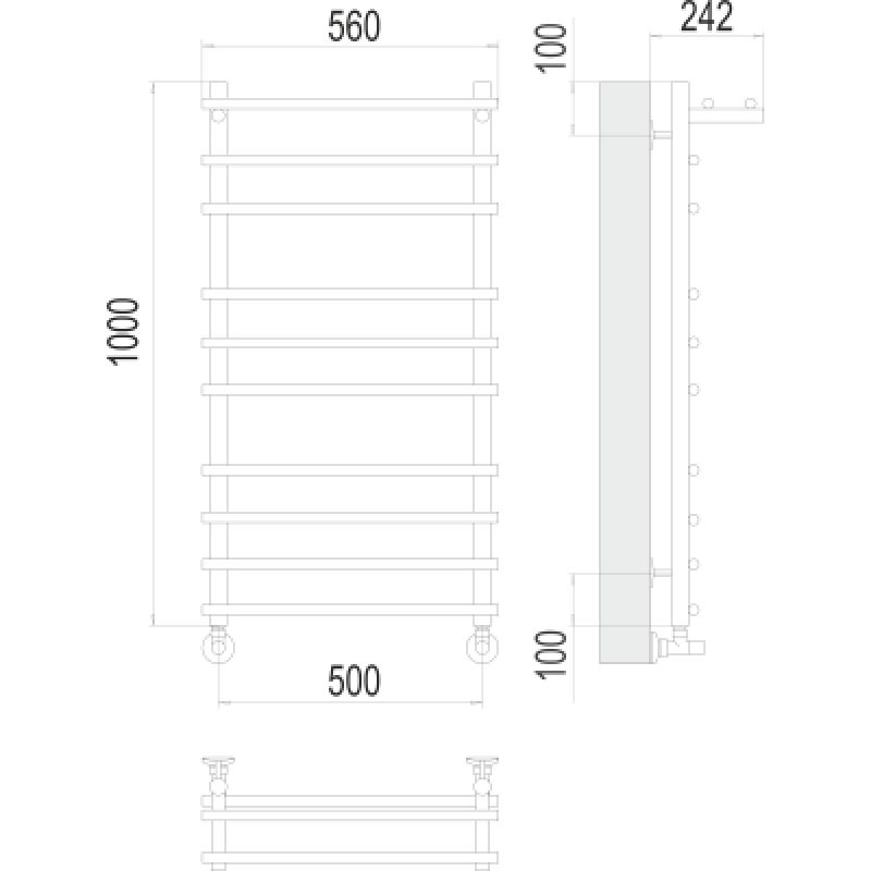 Полотенцесушитель водяной Terminus Ватра П10 500*1000 с полкой