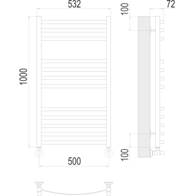 Водяной полотенцесушитель Terminus Авиэль П12 500х1000 Хром 