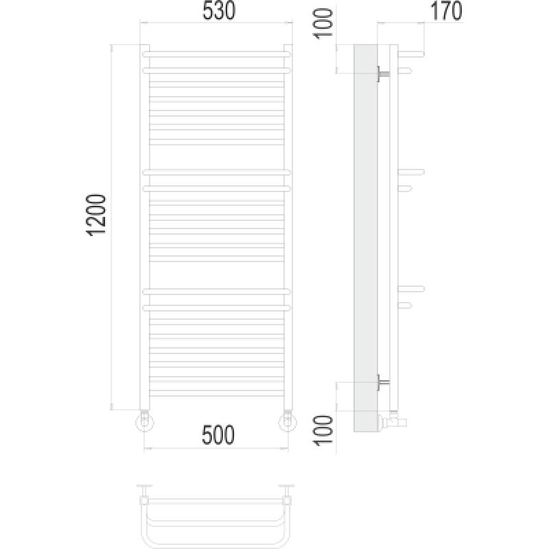 Полотенцесушитель водяной Terminus Орион П22 0 500x120