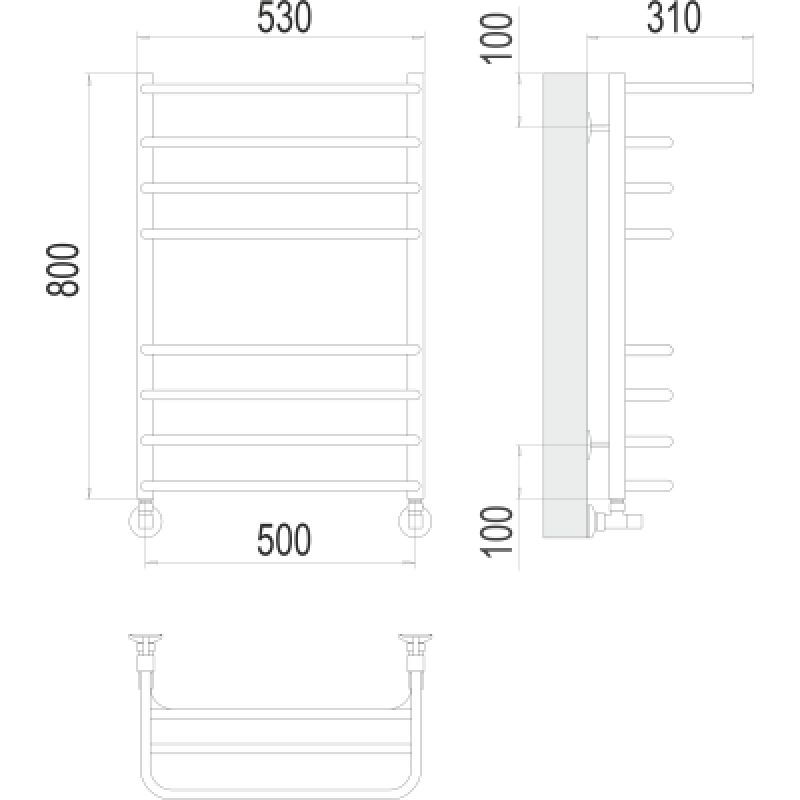 Полотенцесушитель водяной Terminus Арктур П8 500*800 с полкой
